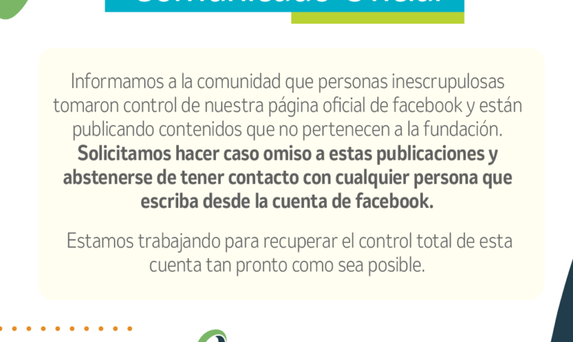 Información importante de nuestra página de facebook